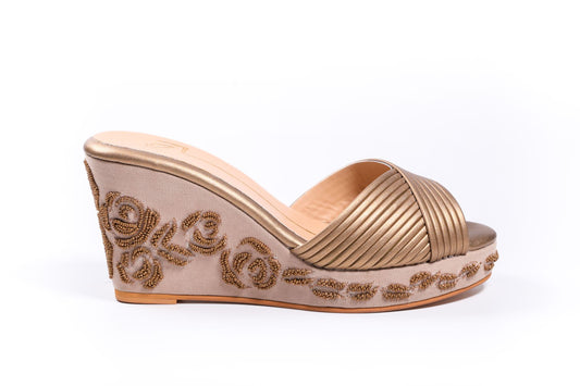 Antique Gold Beaded Wedges