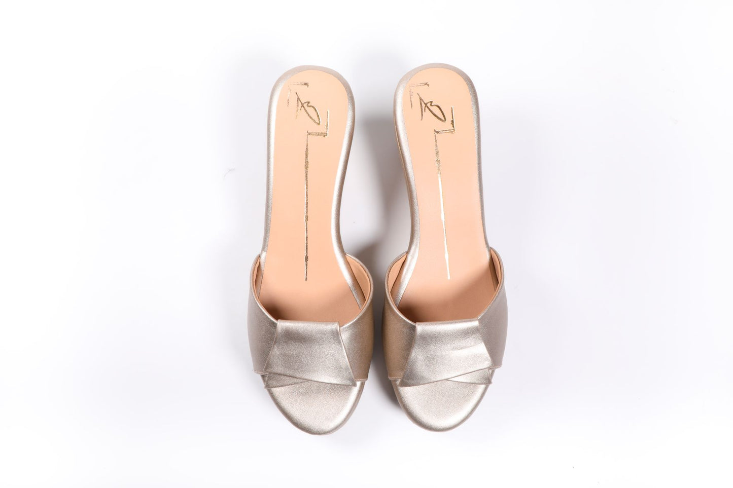 Golden Faux Leather Platform Heels