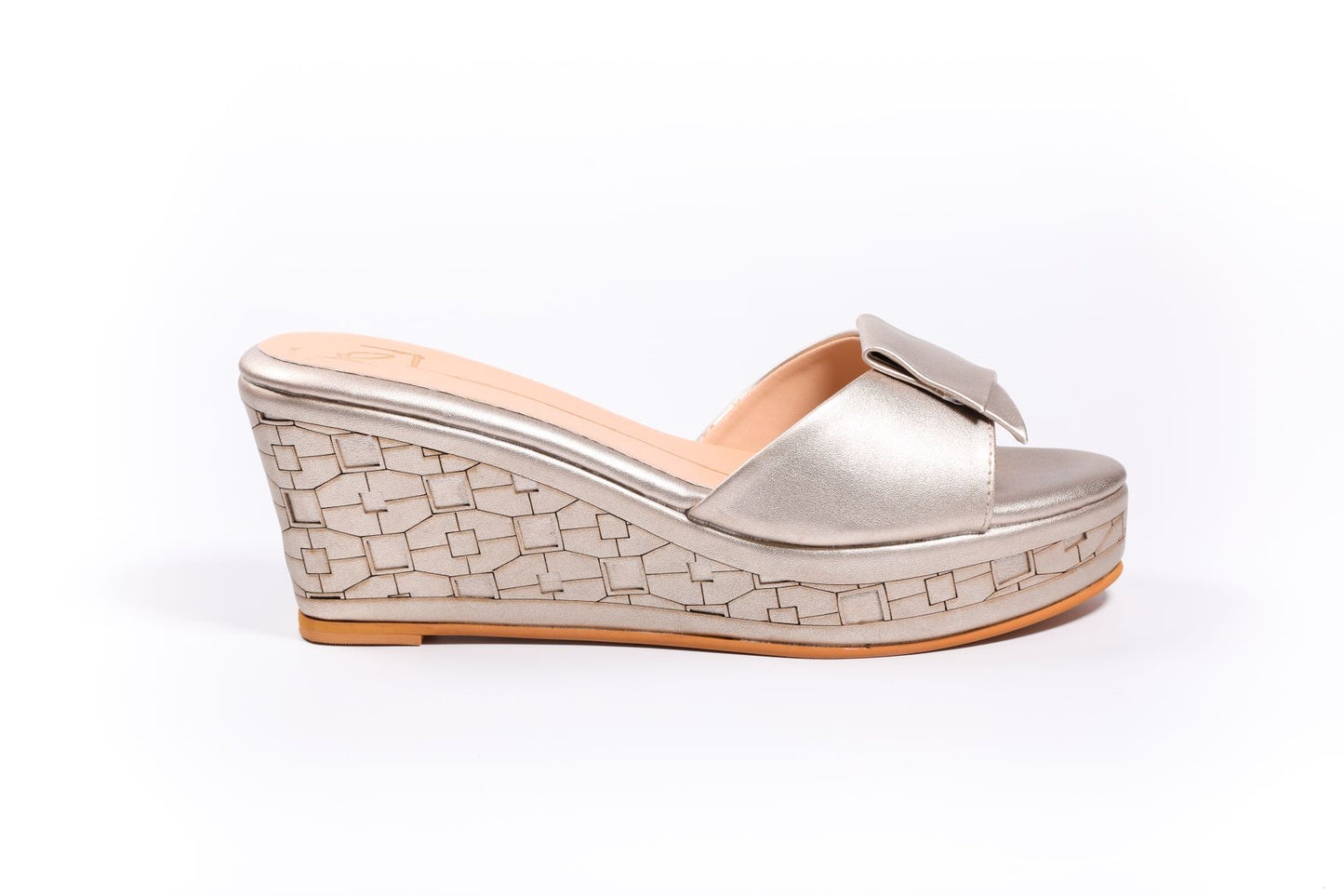 Golden Faux Leather Platform Heels