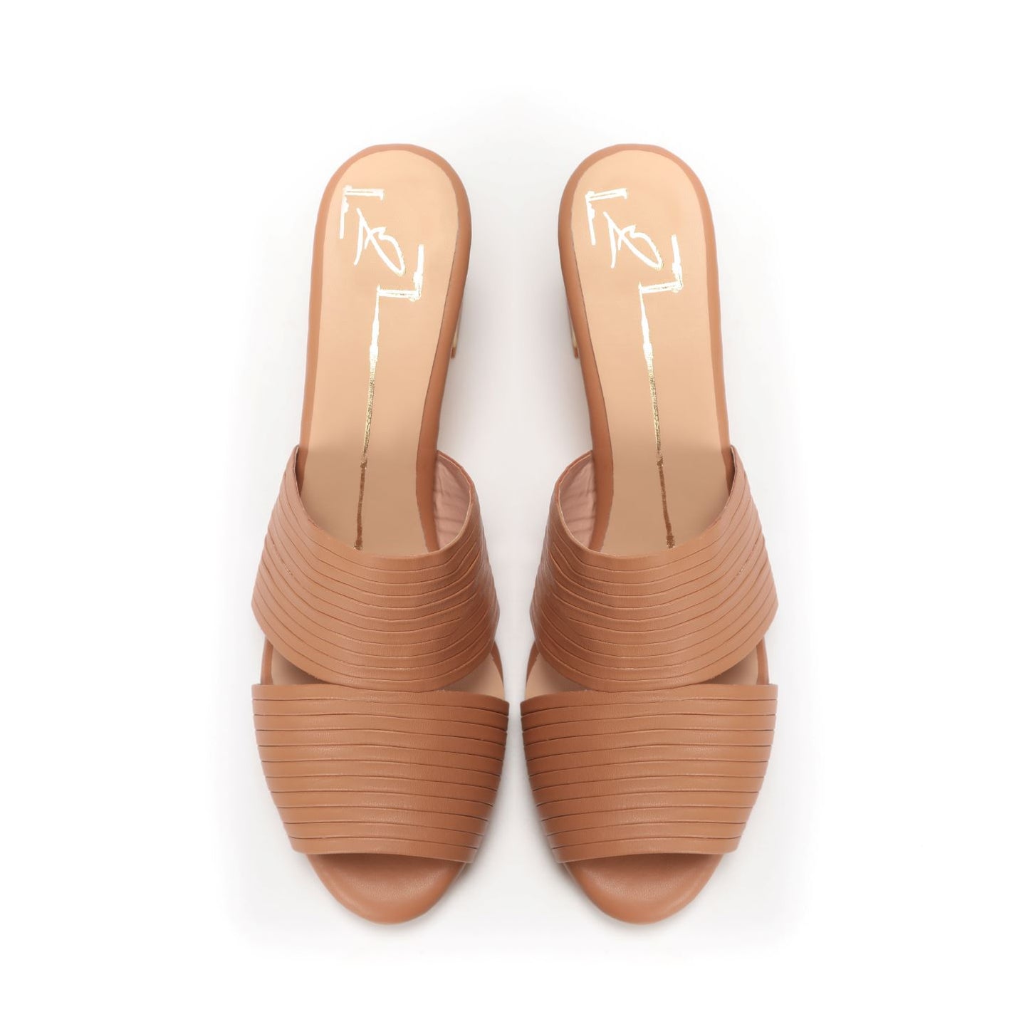 Beige Pleated Block Heels