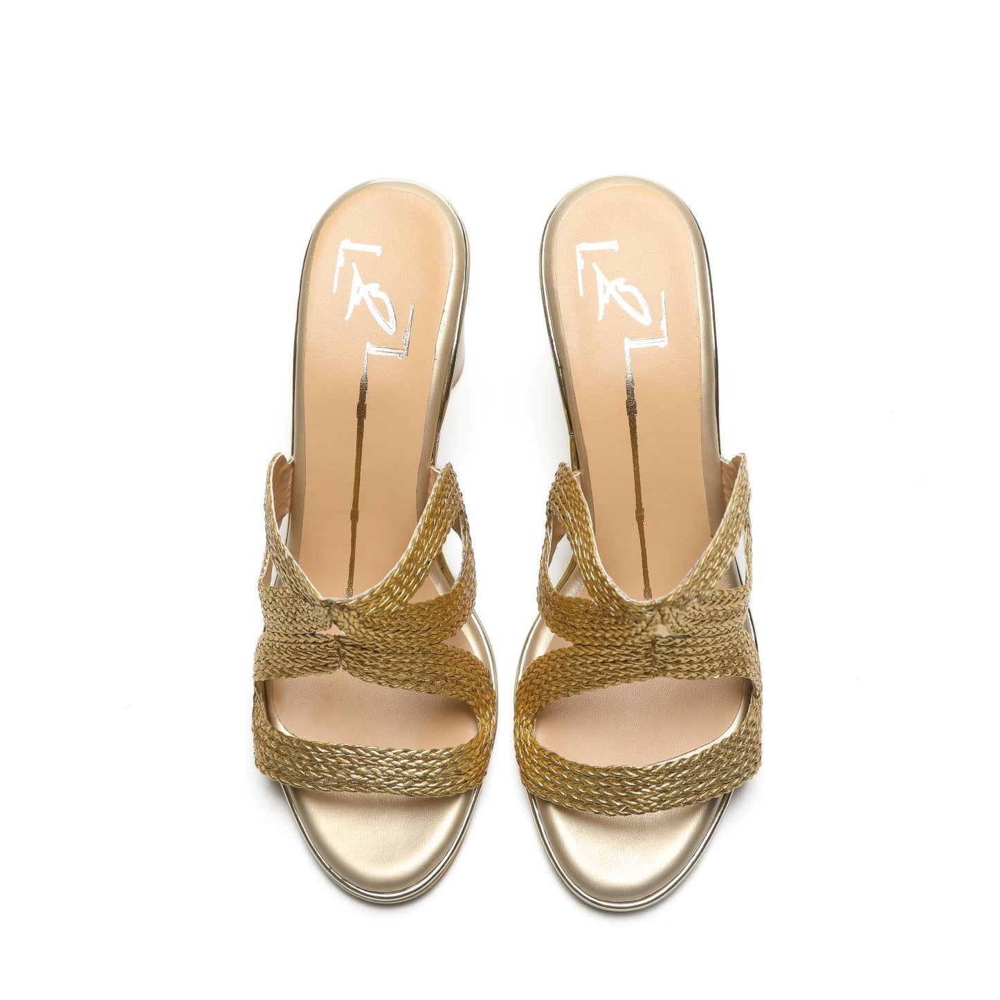 Gold Textured Block Heels