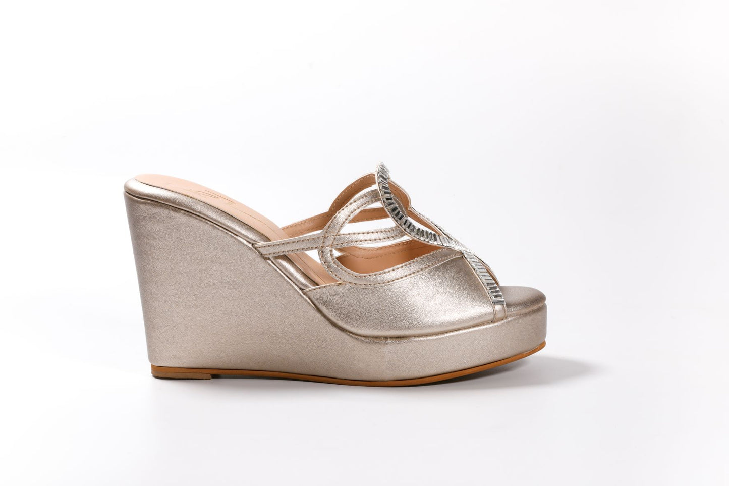 Gold Swarovski Embroidered Wedges