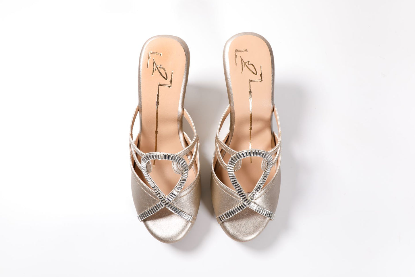 Gold Swarovski Embroidered Wedges