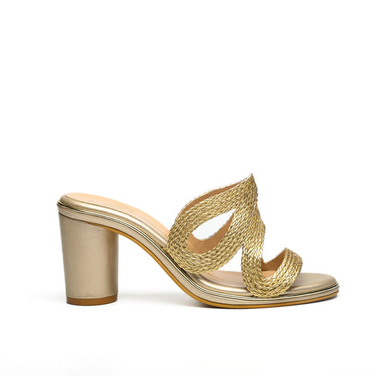 Gold Textured Block Heels