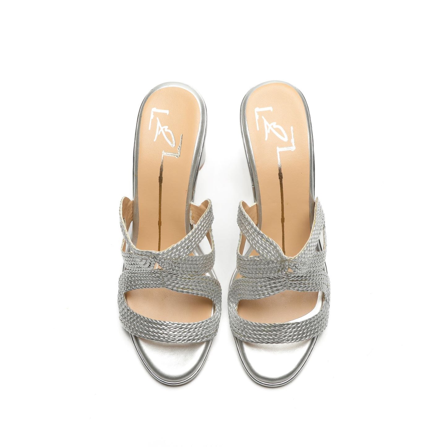 Silver Textured Block Heels