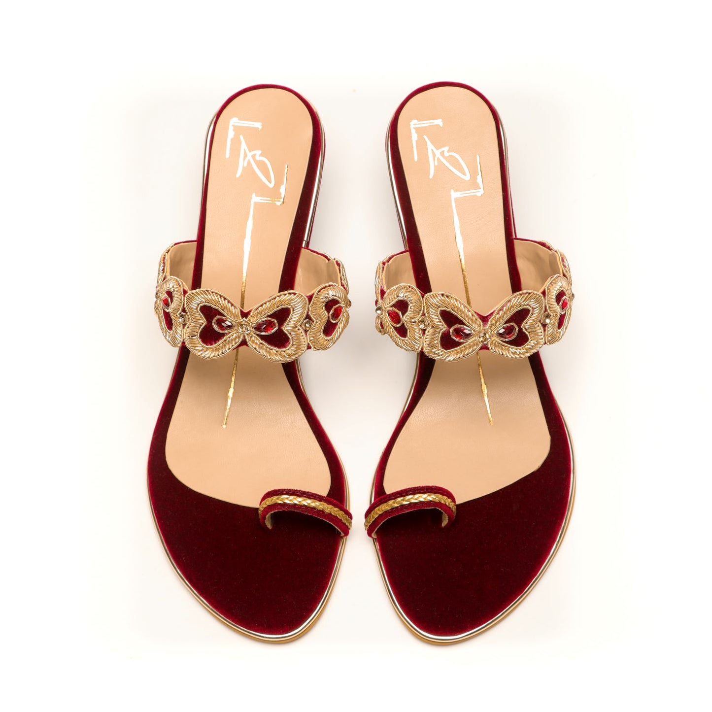 Maroon Embroidered Wedges
